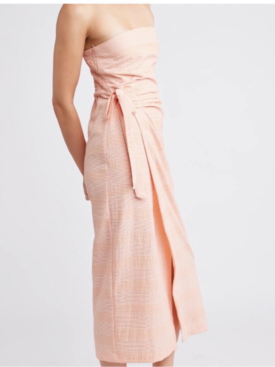Self Contrast Dresses & Skirts - Self Contrast Robyn Strapless Wrap Midi Dress Orange Stripe XS NWT